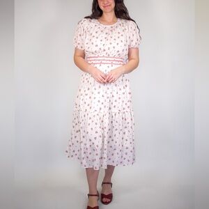 White Ditsy Floral Midi Easter Dress